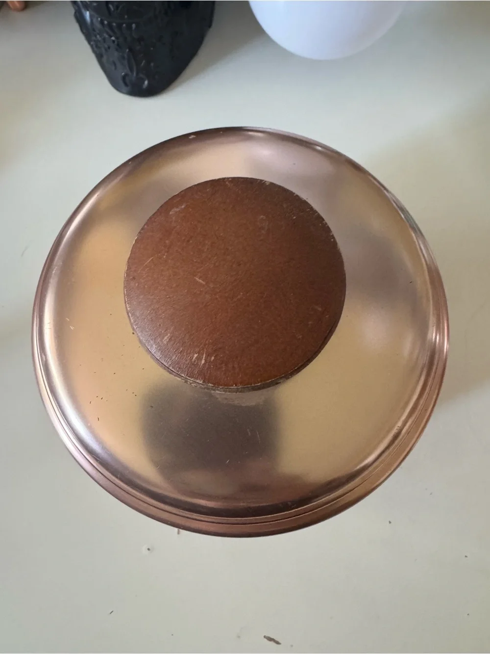 Vintage Mirro Copper Rose Gold Aluminum Canister Set 3 Wood Knob MCM USA